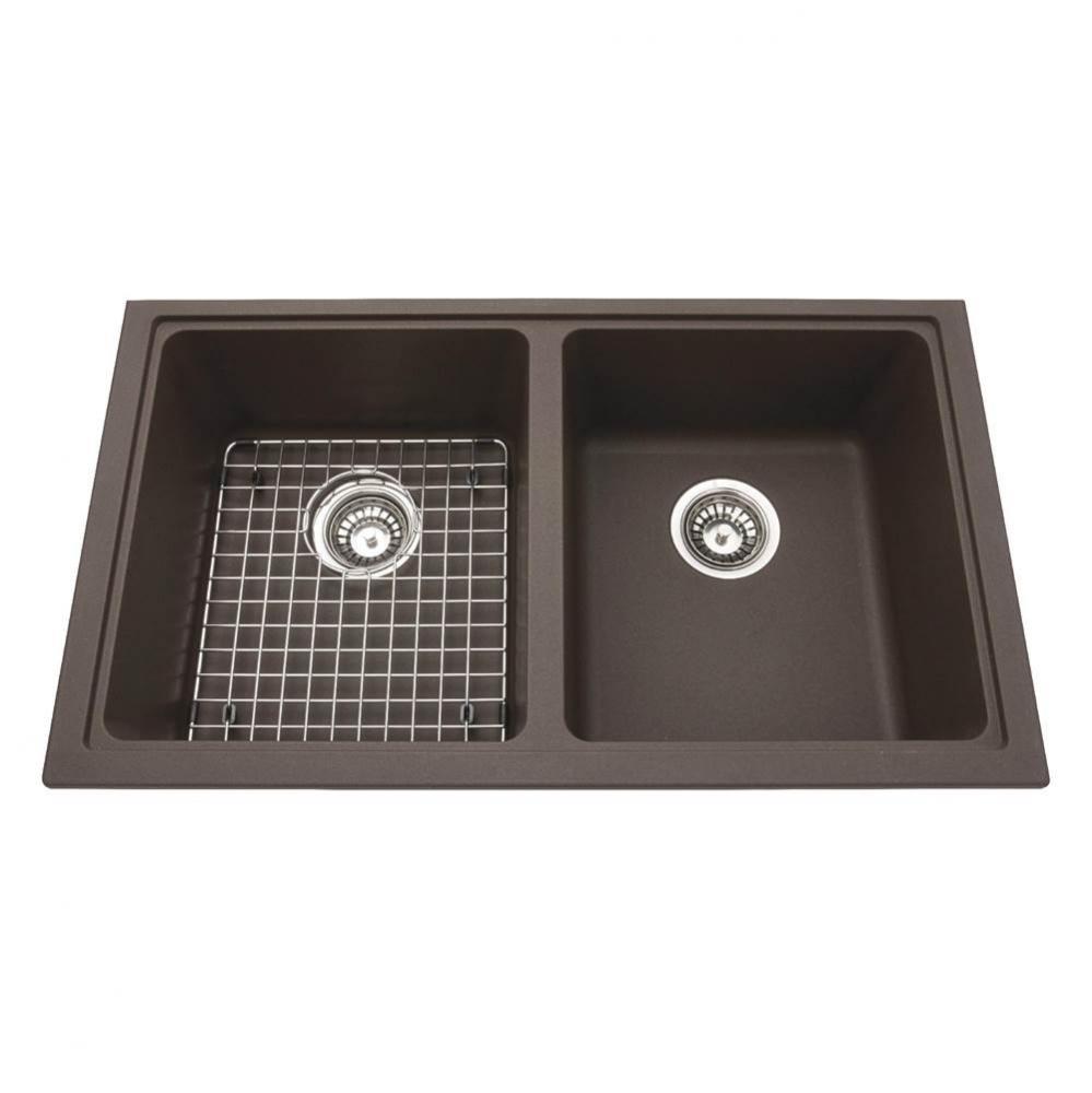 Granite Series 31.5-in LR x 18.13-in FB Undermount Double Bowl Granite Kitchen Sink in Storm