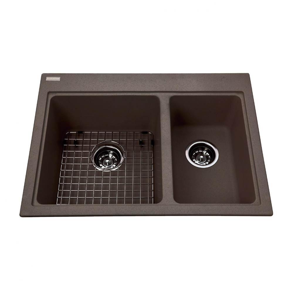 Granite Series 27.56-in LR x 20.5-in FB Drop In Double Bowl Granite Kitchen Sink in Storm