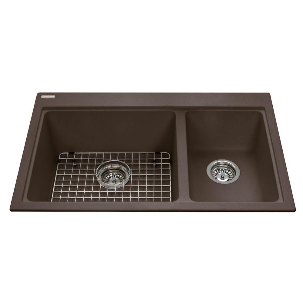 Granite Series 31.5-in LR x 20.5-in FB Drop In Double Bowl Granite Kitchen Sink in Storm