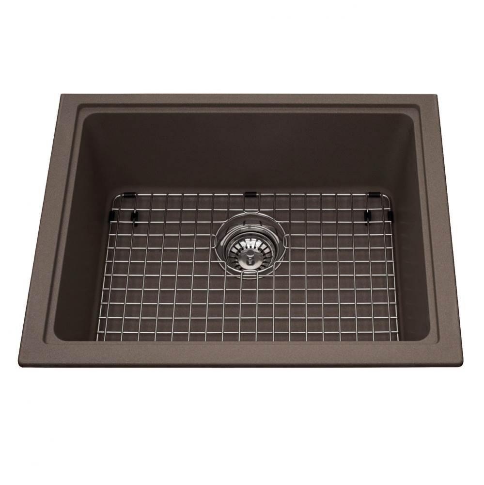 Granite Series 23-in LR x 18.13-in FB Undermount Single Bowl Granite Kitchen Sink in Storm