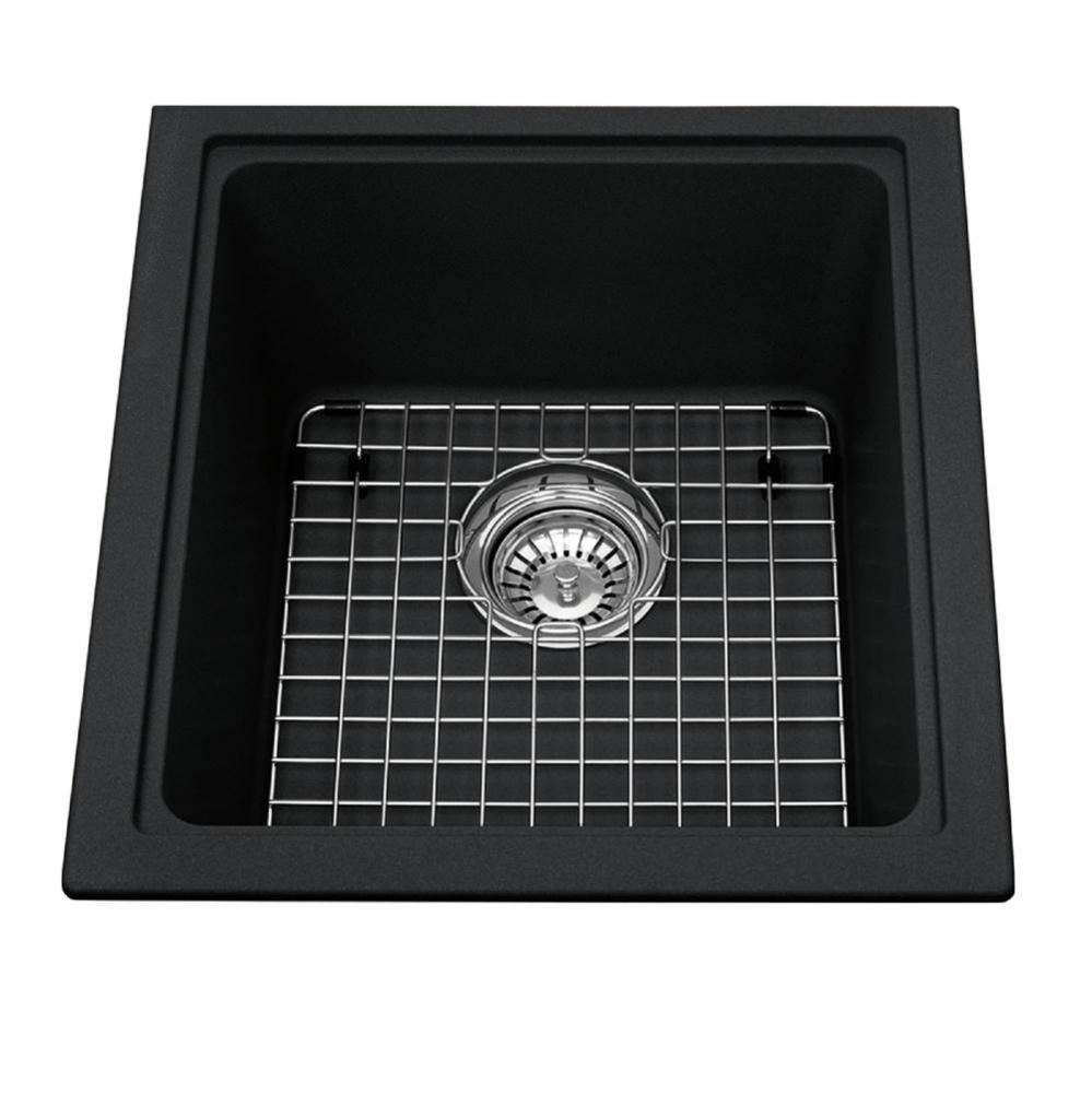 Granite Series 16.75-in LR x 18.13-in FB Undermount Single Bowl Granite Kitchen Sink in Onyx