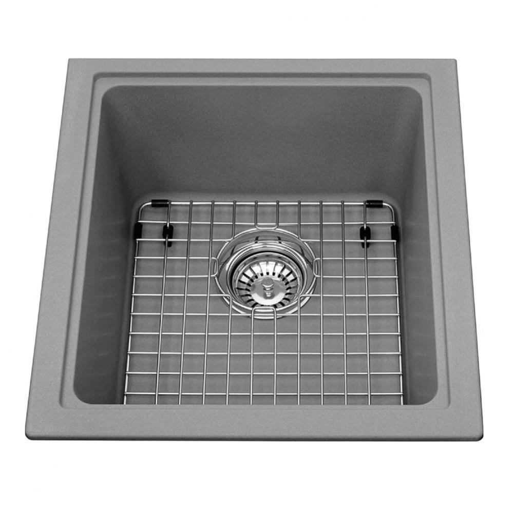 Granite Series 16.75-in LR x 18.13-in FB Undermount Single Bowl Granite Kitchen Sink in Stone Grey