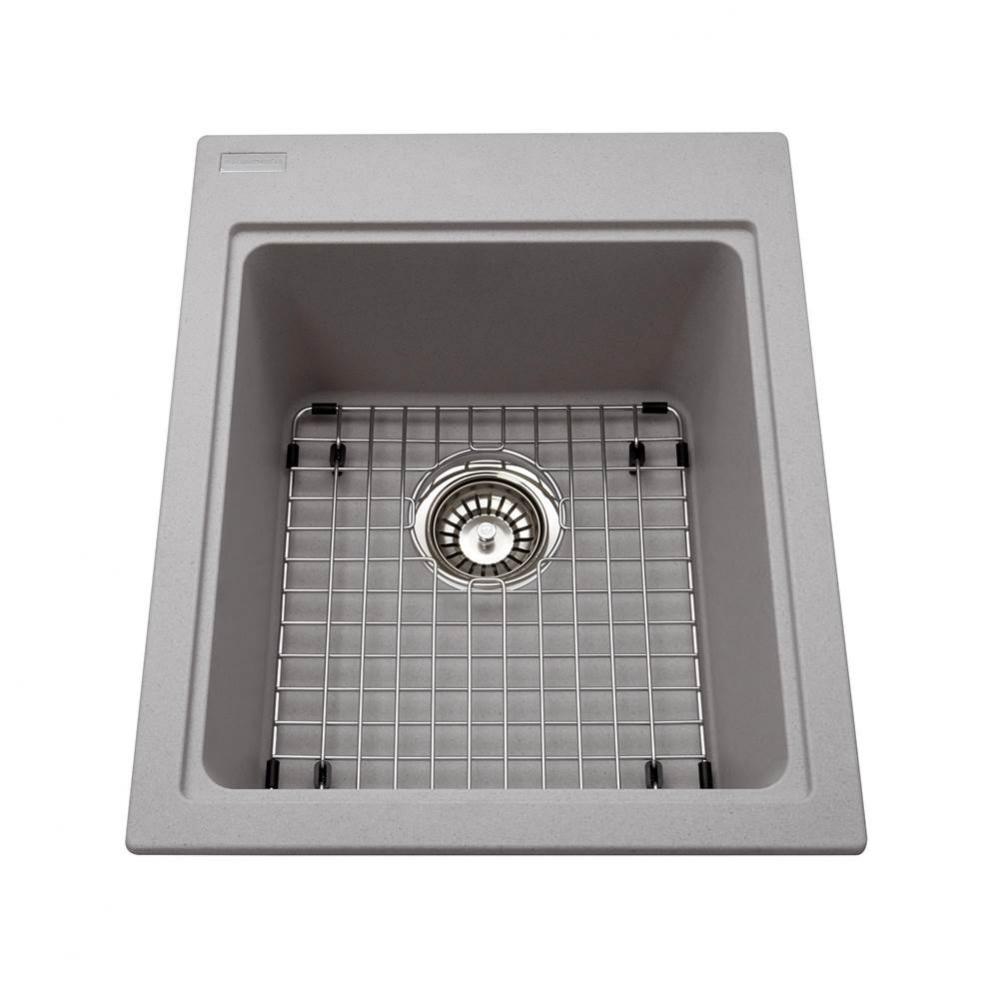 Granite Series 16.75-in LR x 20.5-in FB Drop In Single Bowl Granite Kitchen Sink in Stone Grey