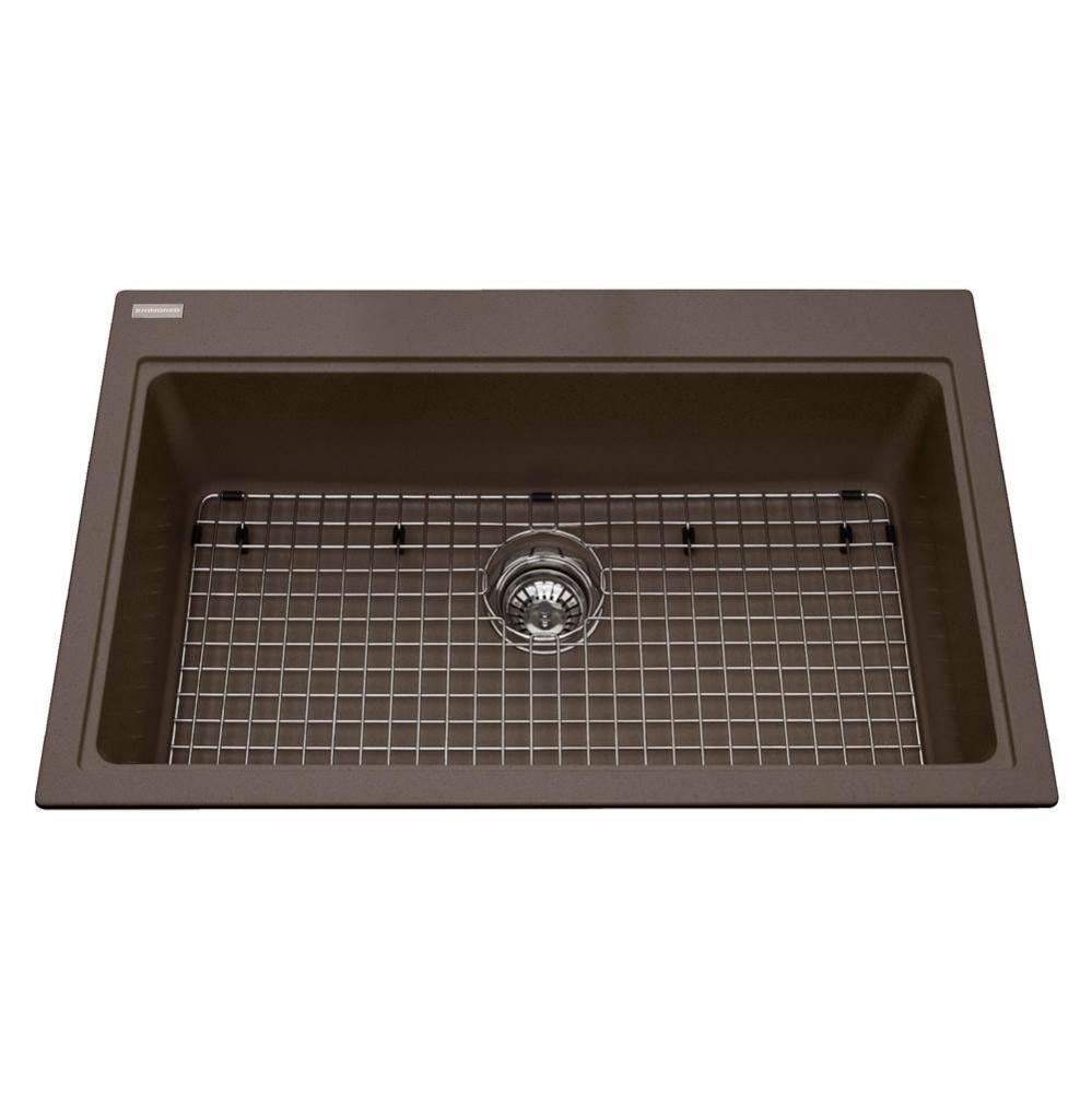 Granite Series 31.56-in LR x 20.5-in FB Drop In Single Bowl Granite Kitchen Sink in Storm