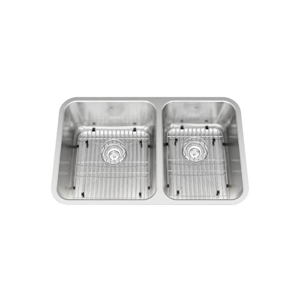 Kindred Collection 29.88-in LR x 18.75-in FB Undermount Double Bowl Stainless Steel Kitchen Sink