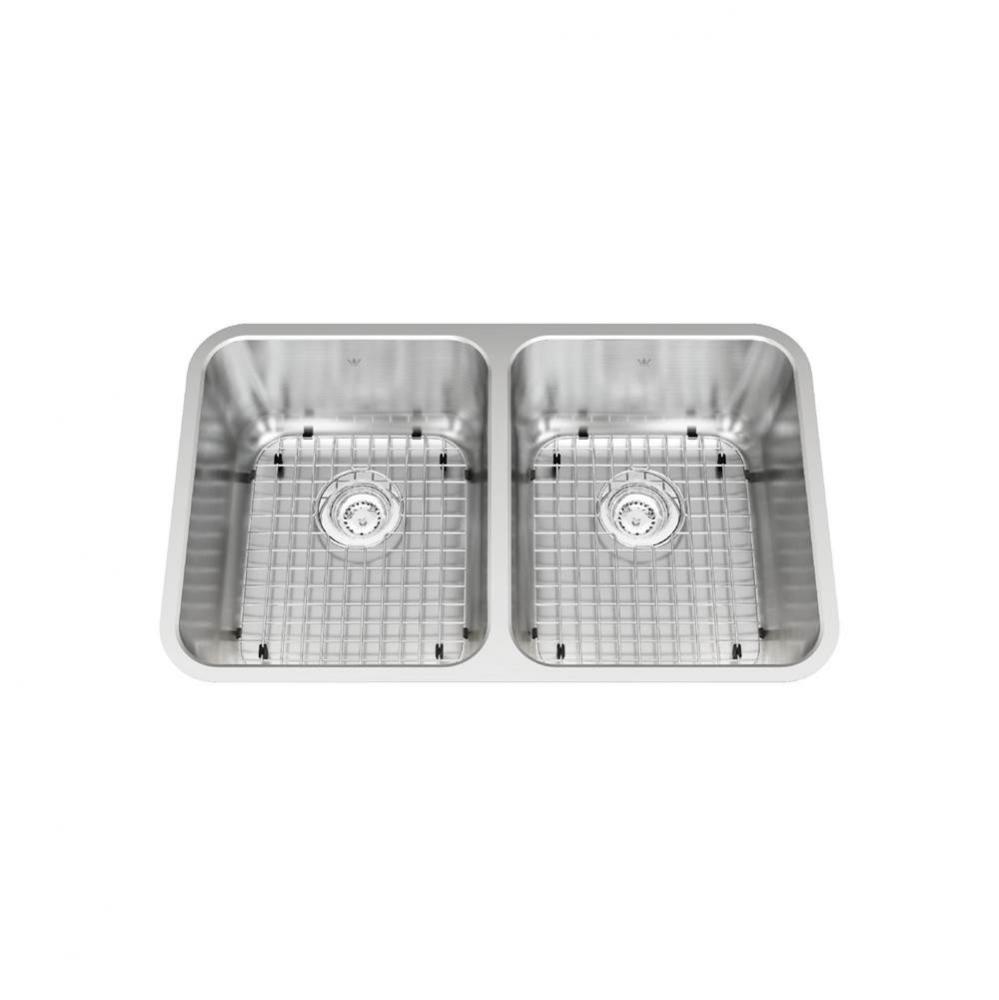 Kindred Collection 30.88-in LR x 17.75-in FB Undermount Double Bowl Stainless Steel Kitchen Sink