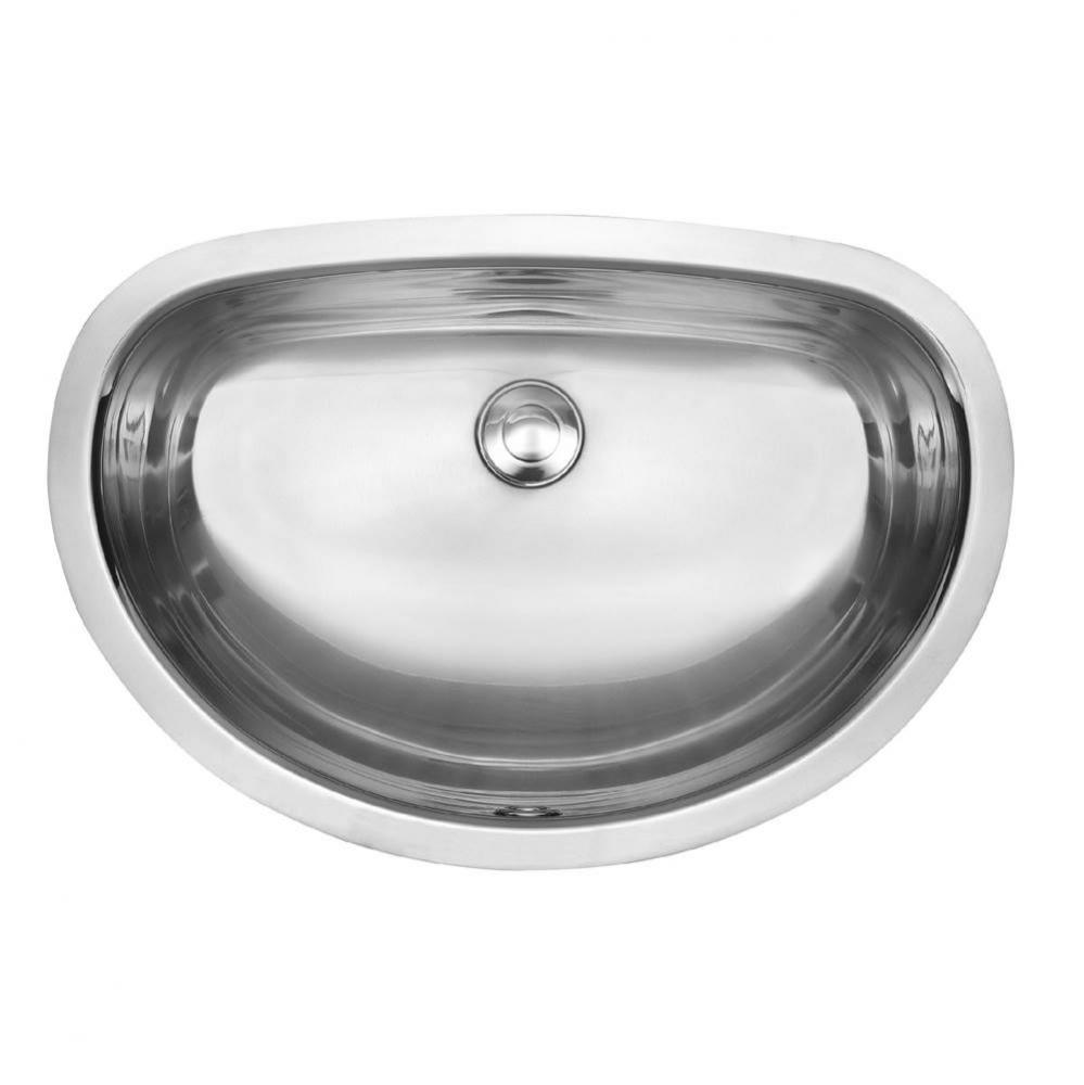 20.25-in LR x 13.69-in FB Undermount Single Bowl Stainless Steel Oval Bathroom Sink