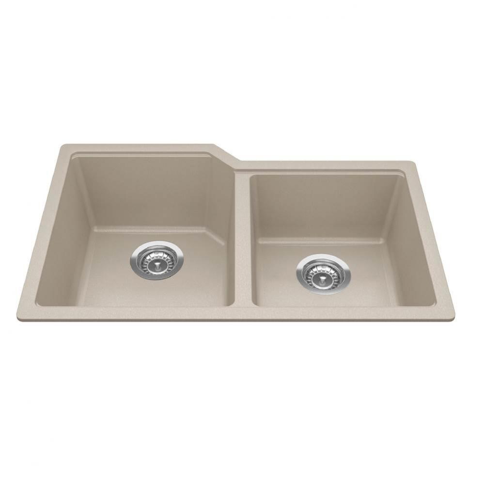 Granite Series 30.69-in LR x 19.69-in FB Undermount Double Bowl Granite Kitchen Sink in Champagne