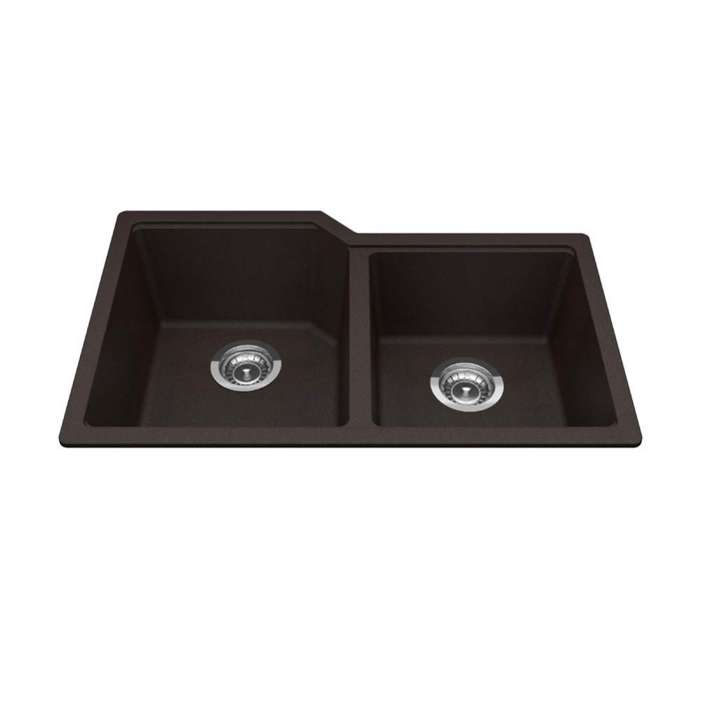 Granite Series 30.69-in LR x 19.69-in FB Undermount Double Bowl Granite Kitchen Sink in Mocha