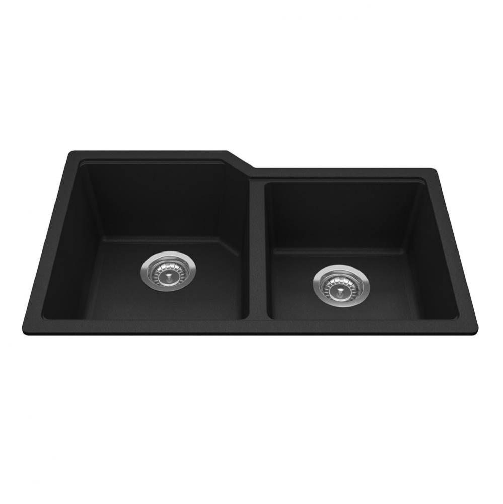 Granite Series 30.69-in LR x 19.69-in FB Undermount Double Bowl Granite Kitchen Sink in Matte Blac