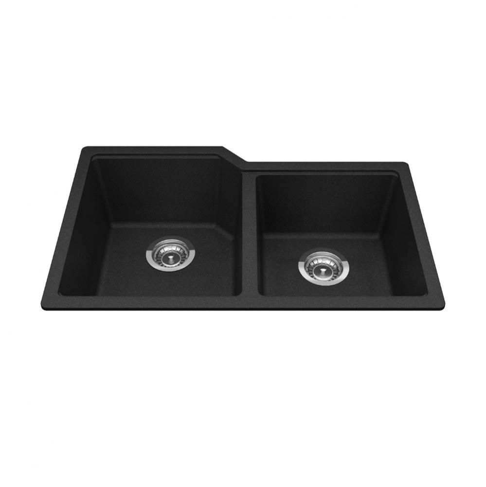 Granite Series 30.69-in LR x 19.69-in FB Undermount Double Bowl Granite Kitchen Sink in Onyx