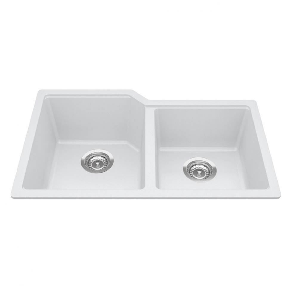 Granite Series 30.69-in LR x 19.69-in FB Undermount Double Bowl Granite Kitchen Sink in Polar Whit
