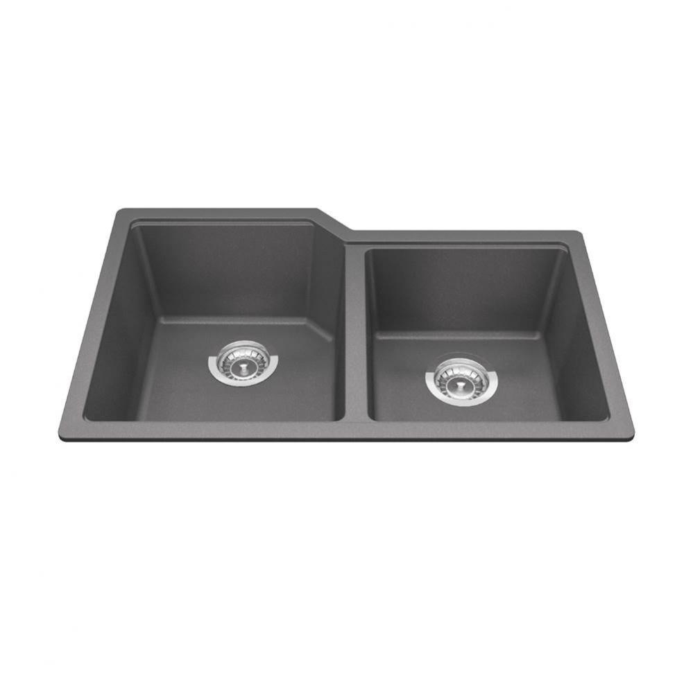 Granite Series 30.69-in LR x 19.69-in FB Undermount Double Bowl Granite Kitchen Sink in Stone Grey