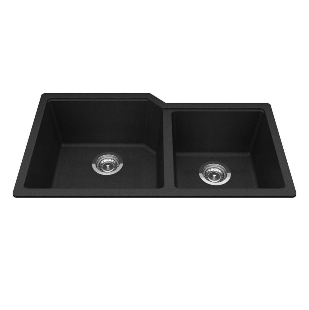 Granite Series 33.88-in LR x 19.69-in FB Undermount Double Bowl Granite Kitchen Sink in Onyx