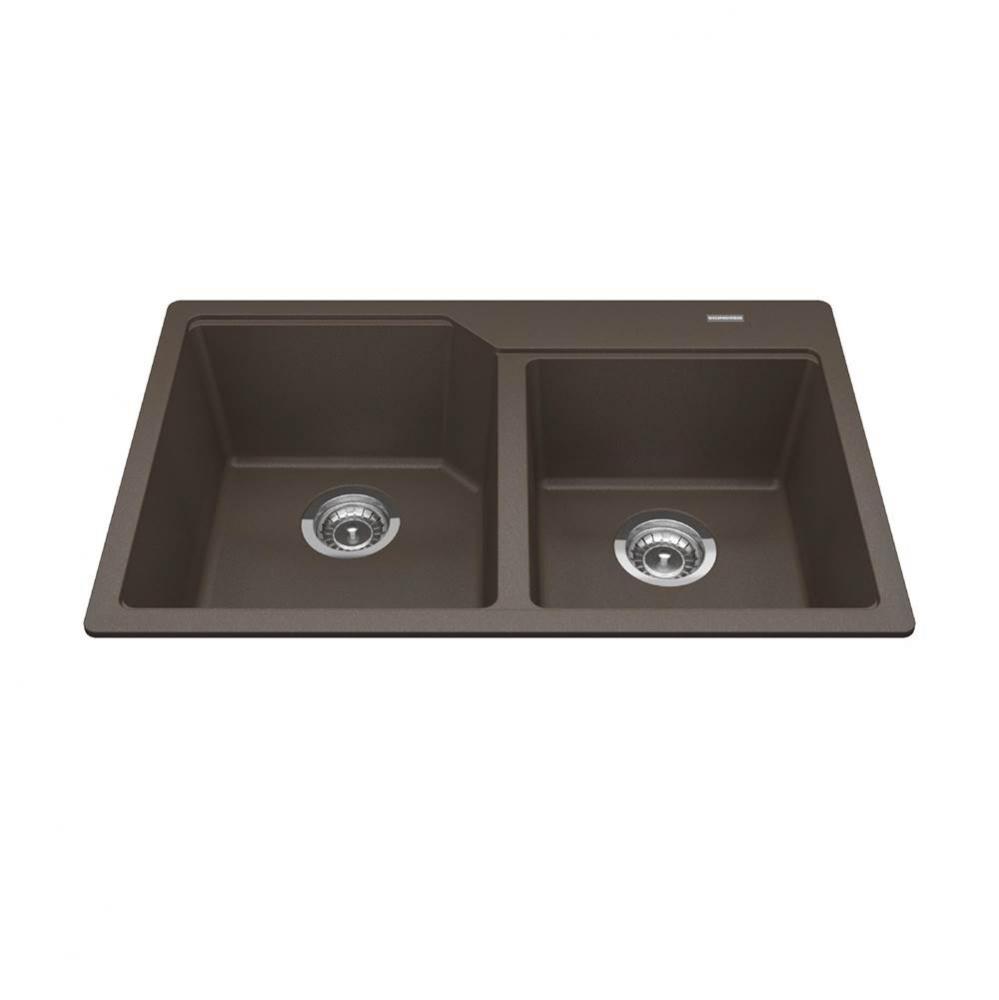 Granite Series 30.69-in LR x 19.69-in FB Drop In Double Bowl Granite Kitchen Sink in Storm