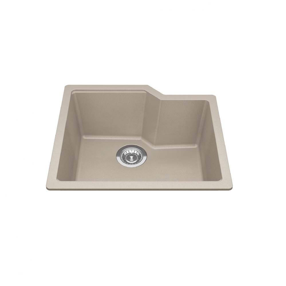 Granite Series 22.06-in LR x 19.69-in FB Undermount Single Bowl Granite Kitchen Sink in Champagne