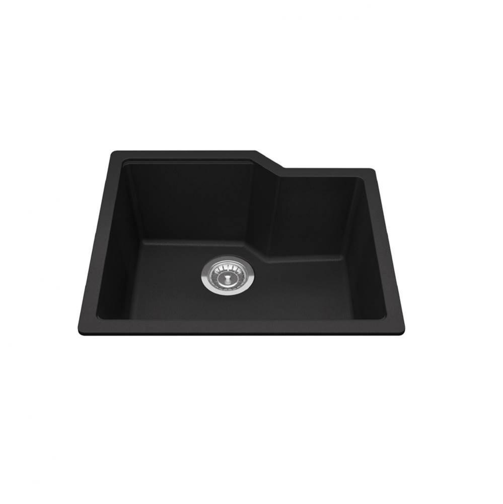 Granite Series 22.06-in LR x 19.69-in FB Undermount Single Bowl Granite Kitchen Sink in Matte Blac
