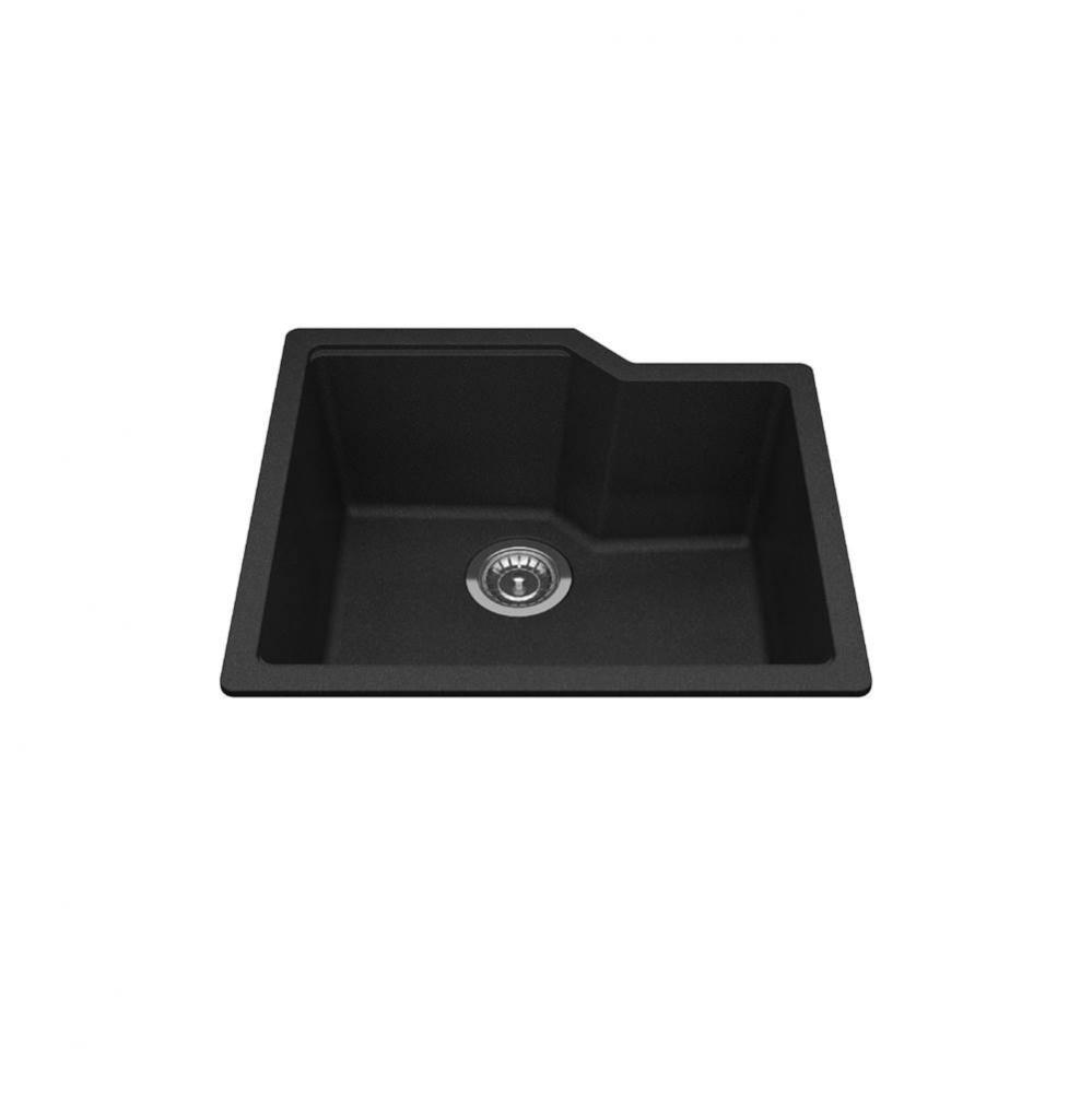 Granite Series 22.06-in LR x 19.69-in FB Undermount Single Bowl Granite Kitchen Sink in Onyx