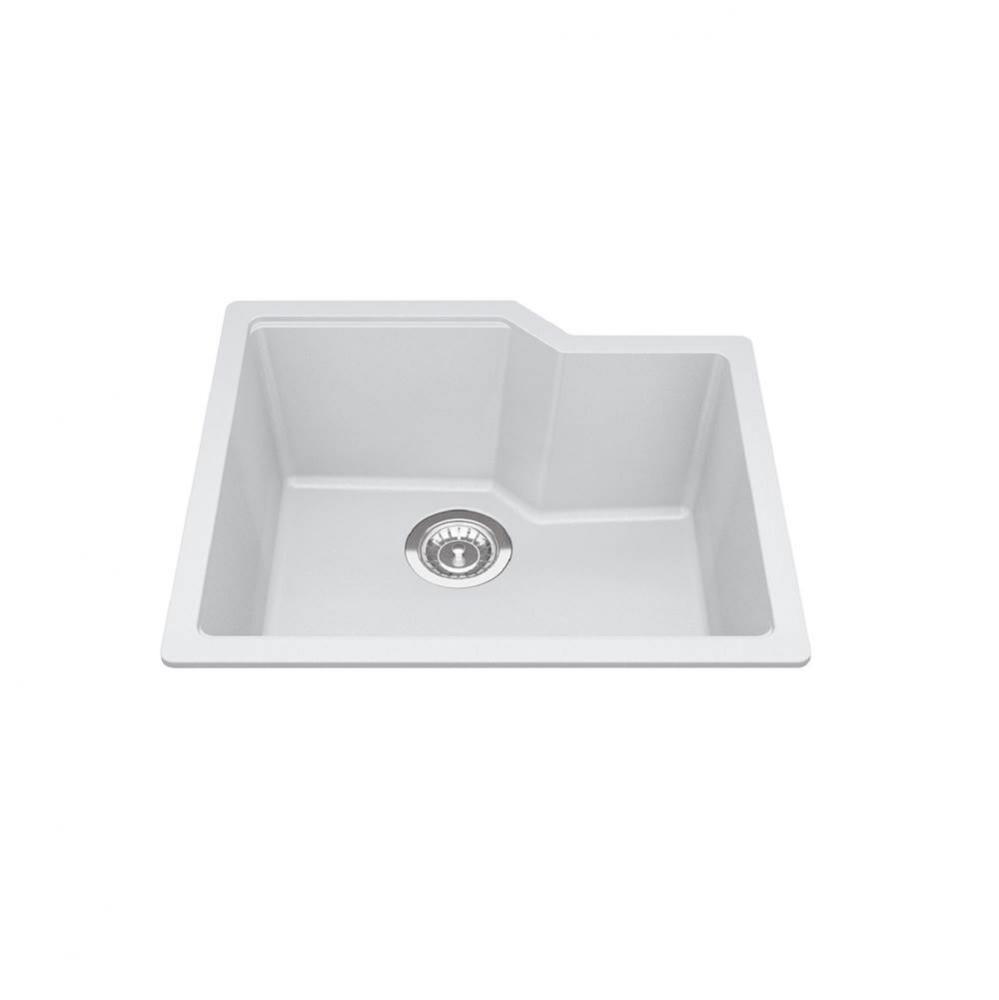 Granite Series 22.06-in LR x 19.69-in FB Undermount Single Bowl Granite Kitchen Sink in Polar Whit