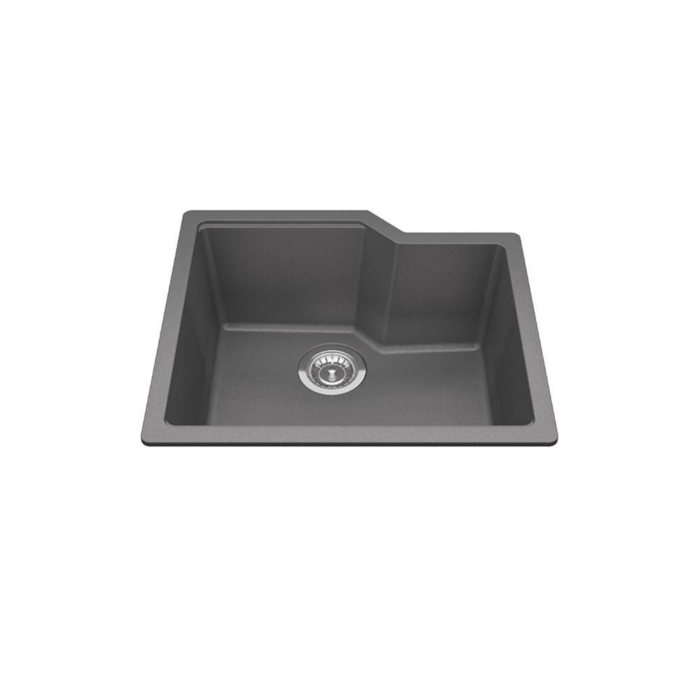 Granite Series 22.06-in LR x 19.69-in FB Undermount Single Bowl Granite Kitchen Sink in Stone Grey