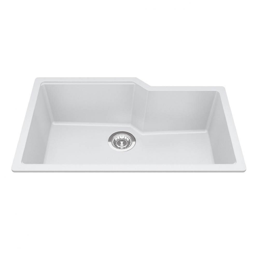 Granite Series 30.69-in LR x 19.69-in FB Undermount Single Bowl Granite Kitchen Sink in Polar Whit