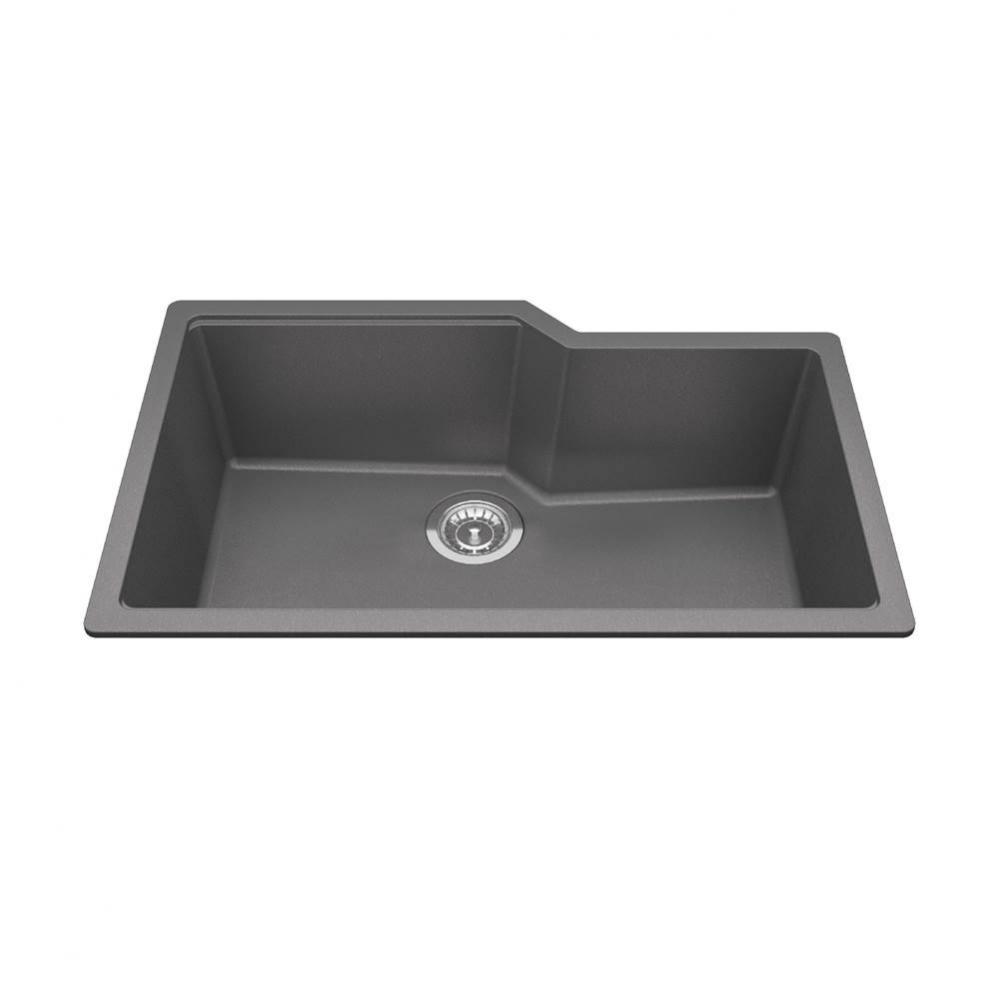 Granite Series 30.69-in LR x 19.69-in FB Undermount Single Bowl Granite Kitchen Sink in Stone Grey
