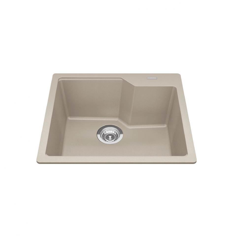 Granite Series 22.06-in LR x 19.69-in FB Drop In Single Bowl Granite Kitchen Sink in Champagne