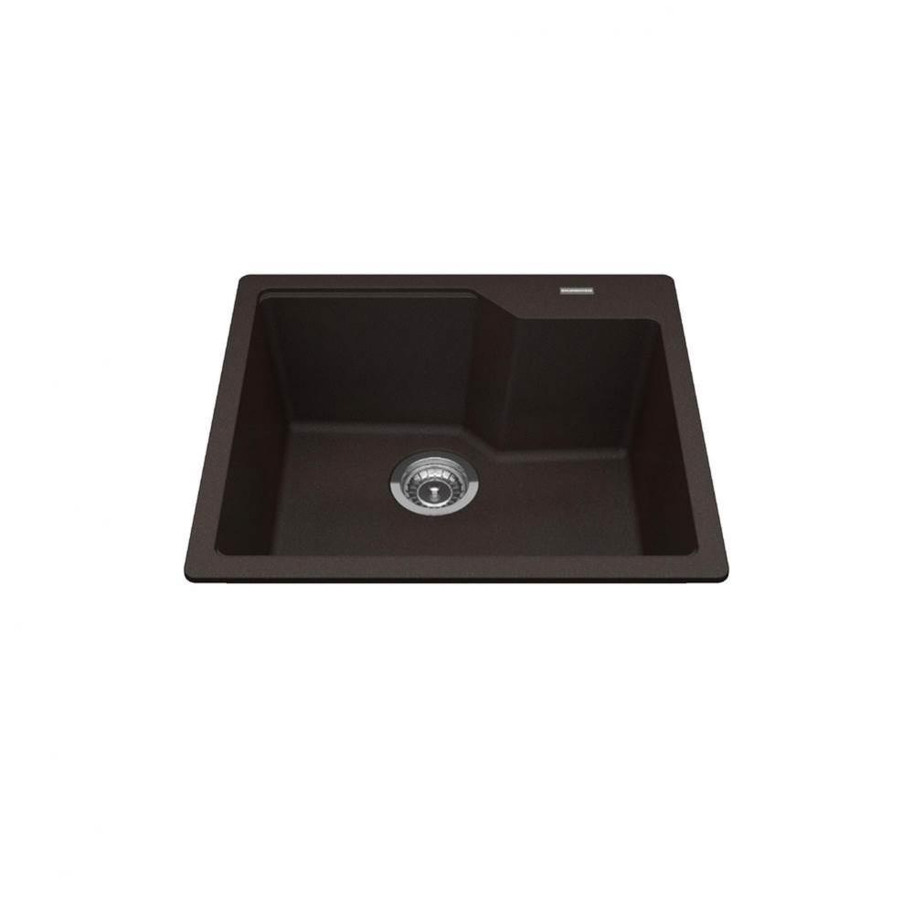 Granite Series 22.06-in LR x 19.69-in FB Drop In Single Bowl Granite Kitchen Sink in Mocha