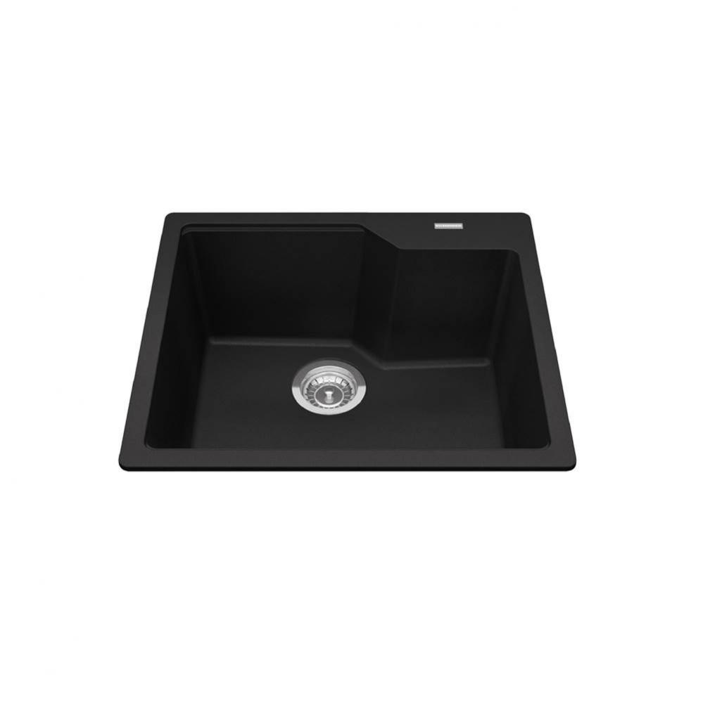 Granite Series 22.06-in LR x 19.69-in FB Drop In Single Bowl Granite Kitchen Sink in Matte Black