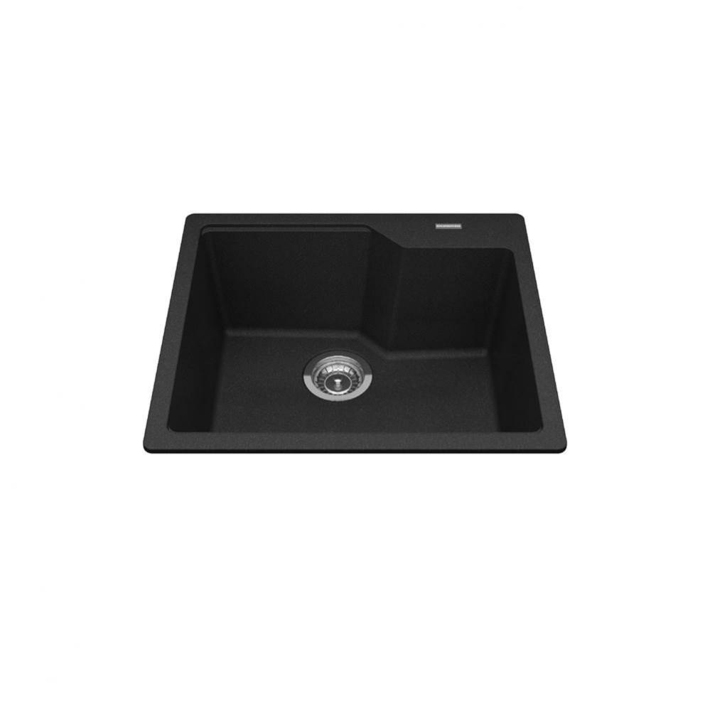 Granite Series 22.06-in LR x 19.69-in FB Drop In Single Bowl Granite Kitchen Sink in Onyx