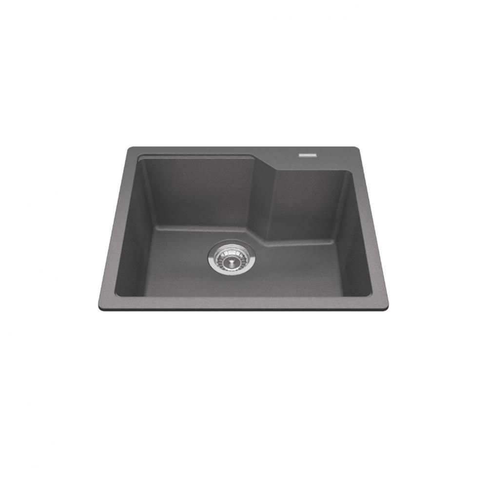 Granite Series 22.06-in LR x 19.69-in FB Drop In Single Bowl Granite Kitchen Sink in Stone Grey