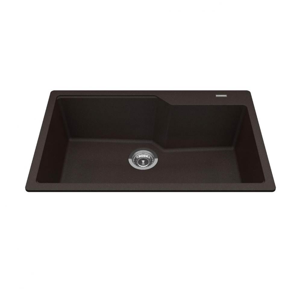 Granite Series 30.7-in LR x 19.69-in FB Drop In Single Bowl Granite Kitchen Sink in Mocha