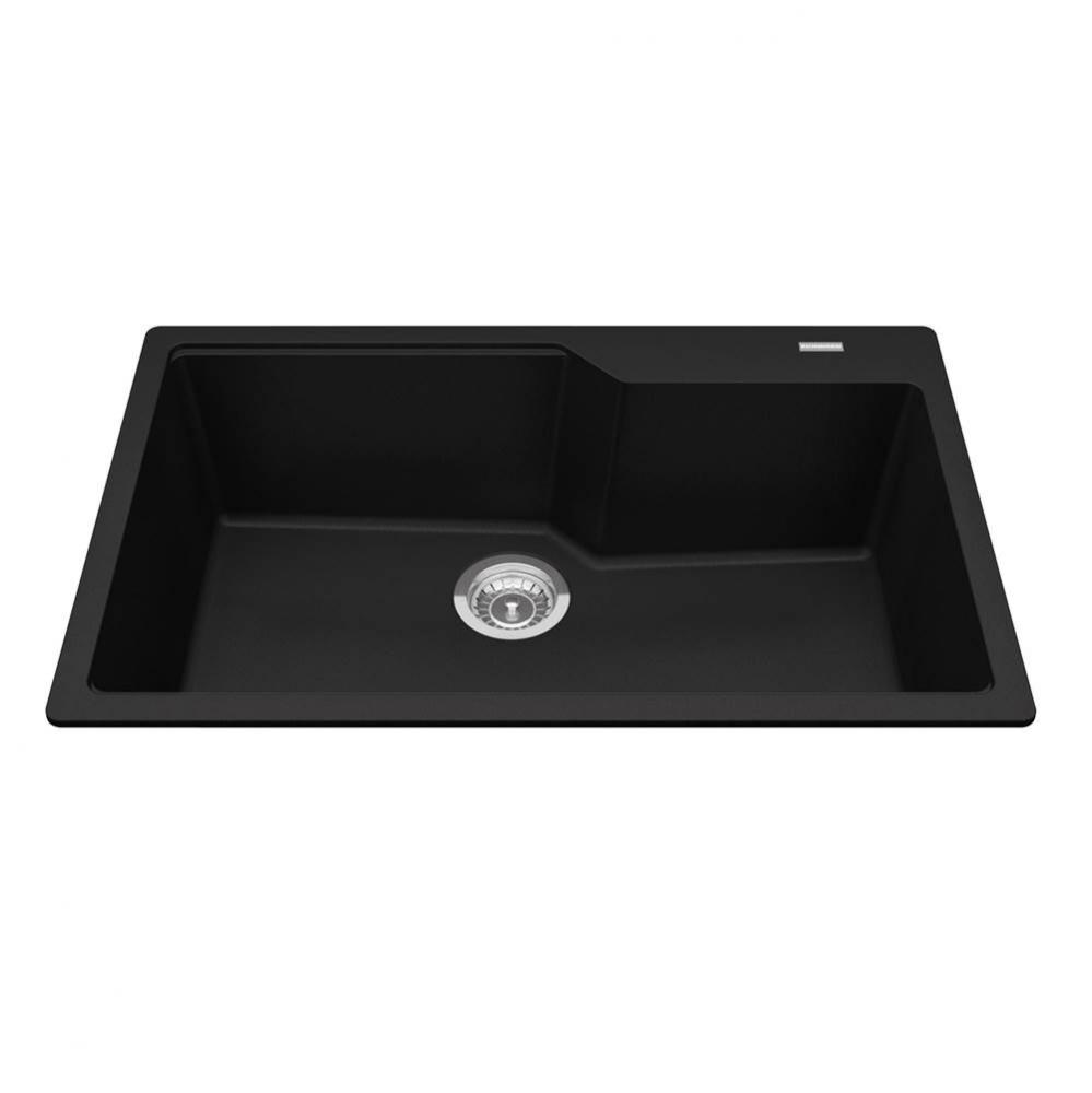 Granite Series 30.7-in LR x 19.69-in FB Drop In Single Bowl Granite Kitchen Sink in Matte Black
