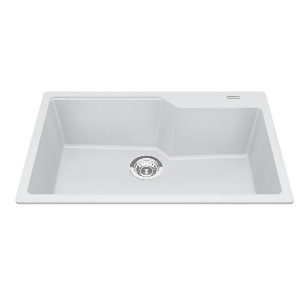 Granite Series 30.7-in LR x 19.69-in FB Drop In Single Bowl Granite Kitchen Sink in Polar White