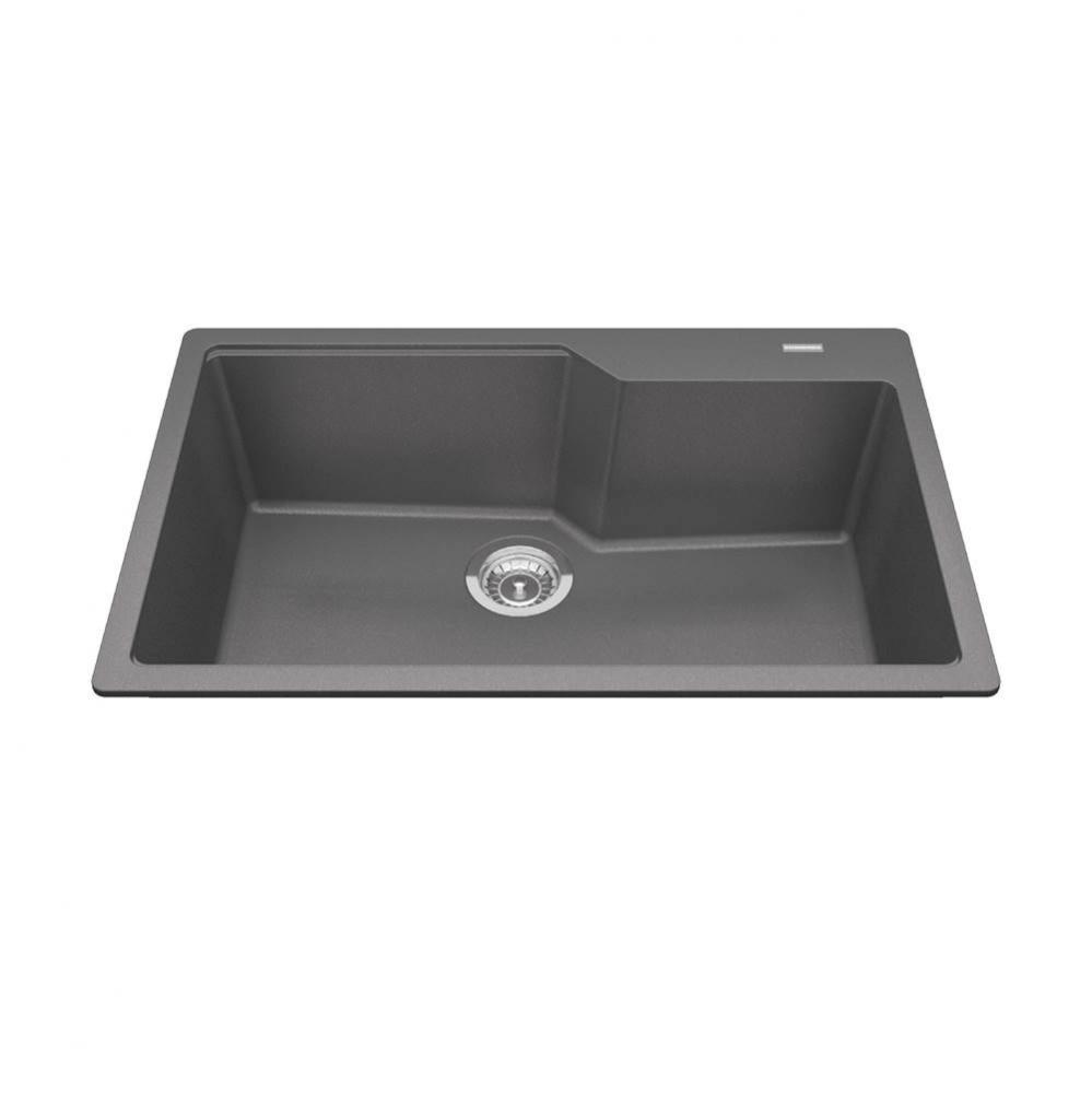 Granite Series 30.7-in LR x 19.69-in FB Drop In Single Bowl Granite Kitchen Sink in Stone Grey