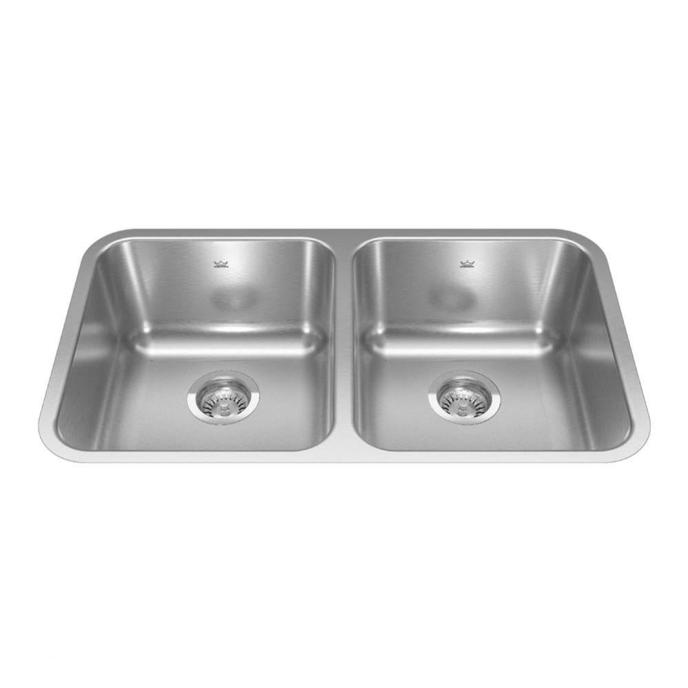 Reginox 30.88-in LR x 17.75-in FB Undermount Double Bowl Stainless Steel Kitchen Sink