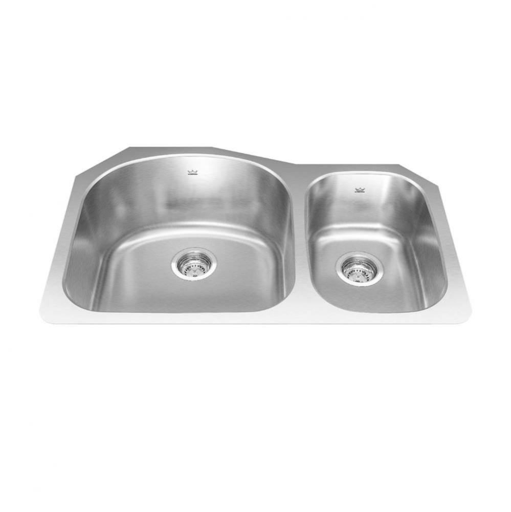 Reginox 31.13-in LR x 20.25-in FB Undermount Double Bowl Stainless Steel Kitchen Sink