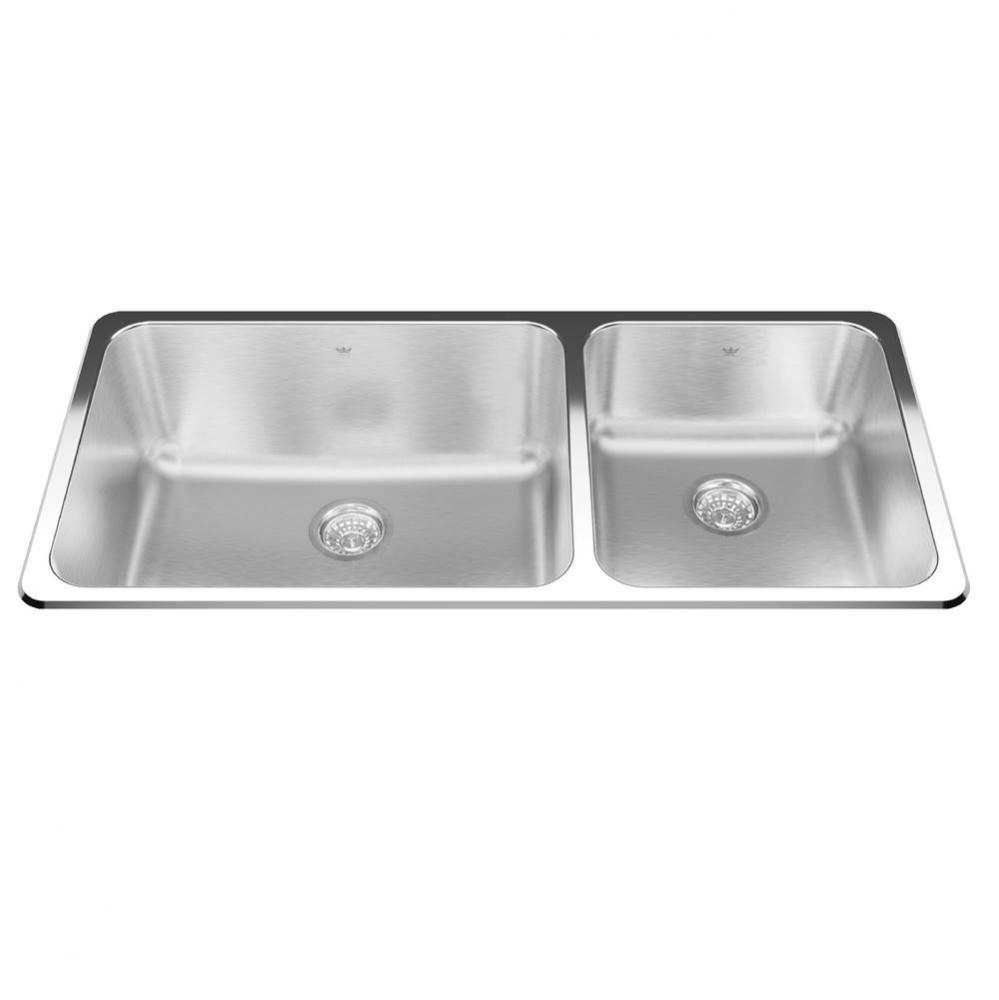 Kindred Utility Collection41.5-in LR x 19.38-in FB Drop In Double Bowl Stainless Steel Laundry Sin