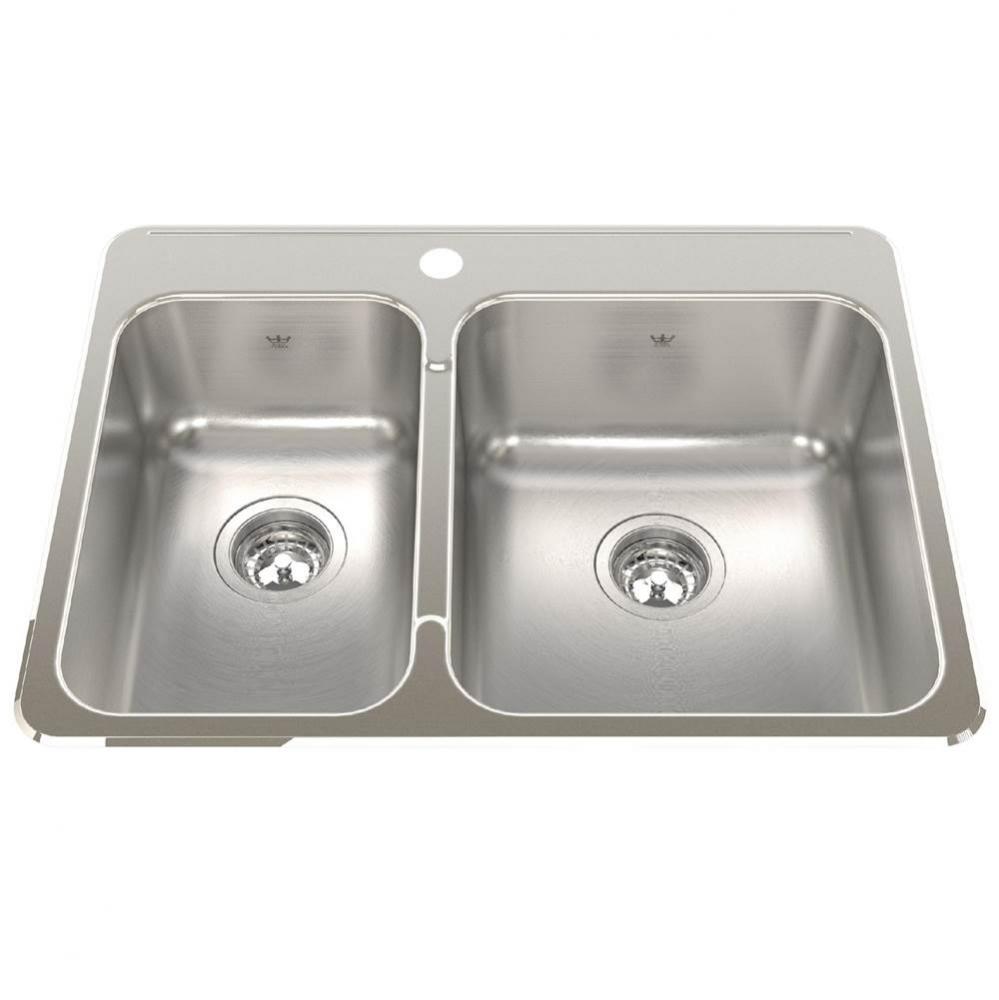 Steel Queen 27.25-in LR x 20.56-in FB Drop In Double Bowl 1-Hole Stainless Steel Kitchen Sink