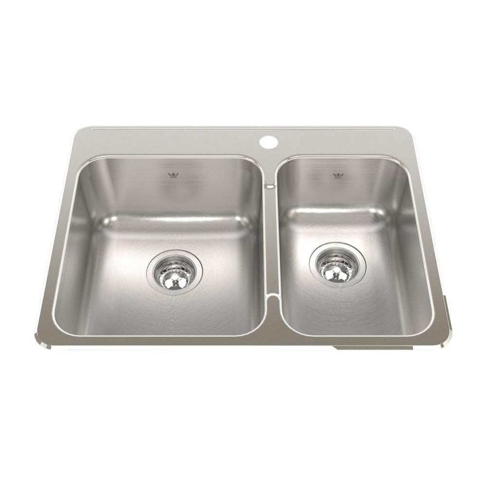 Steel Queen 27.25-in LR x 20.56-in FB Drop In Double Bowl 1-Hole Stainless Steel Kitchen Sink