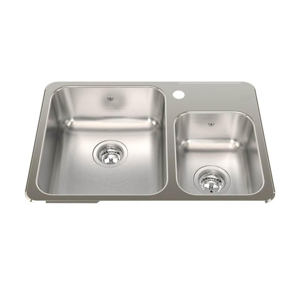 Steel Queen 26.5-in LR x 18.13-in FB Drop In Double Bowl 1-Hole Stainless Steel Kitchen Sink