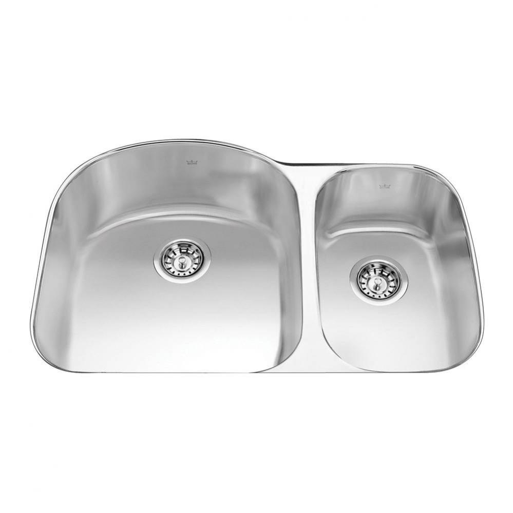 Steel Queen 31.5-in LR x 20.6-in FB Undermount Double Bowl Stainless Steel Kitchen Sink