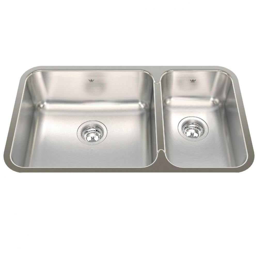 Steel Queen 30.88-in LR x 17.75-in FB Undermount Double Bowl Stainless Steel Kitchen Sink