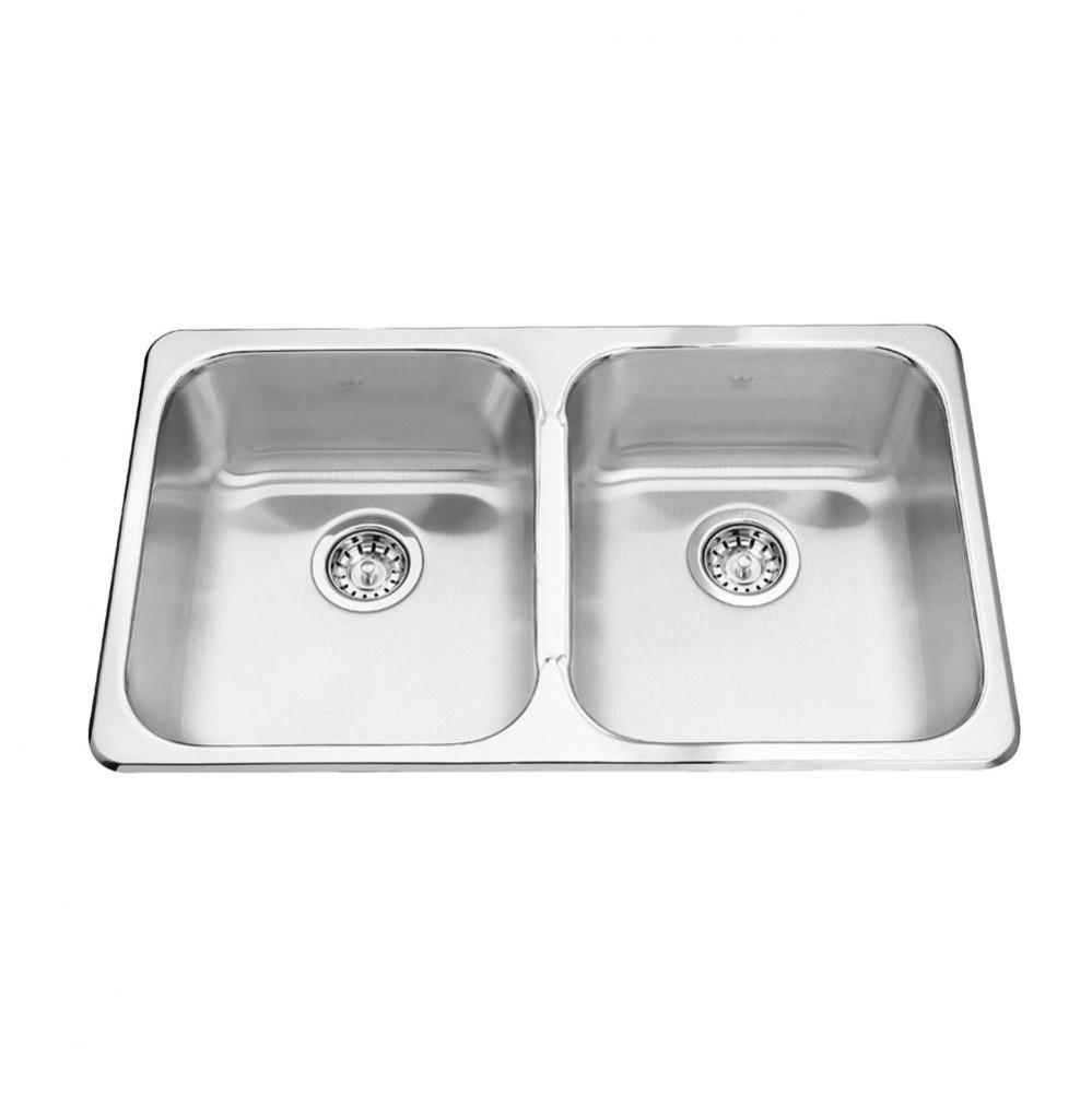 Steel Queen 31.25-in LR x 18.44-in FB Drop In Double Bowl Stainless Steel Kitchen Sink