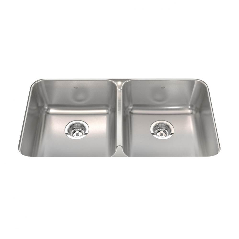 Steel Queen 32.88-in LR x 18.75-in FB Undermount Double Bowl Stainless Steel Kitchen Sink