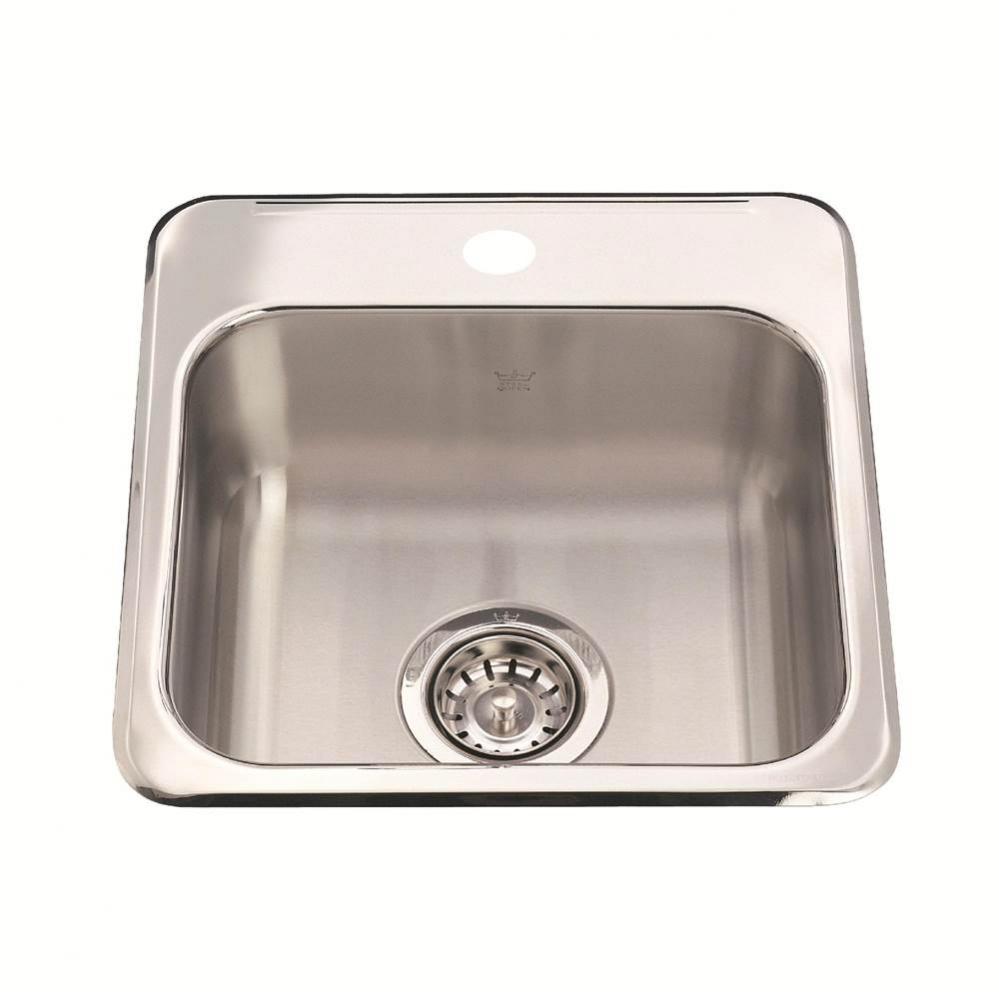 Kindred Utility Collection 15.13-in LR x 15.44-in FB Drop In Single Bowl 1-Hole Stainless Steel Ho