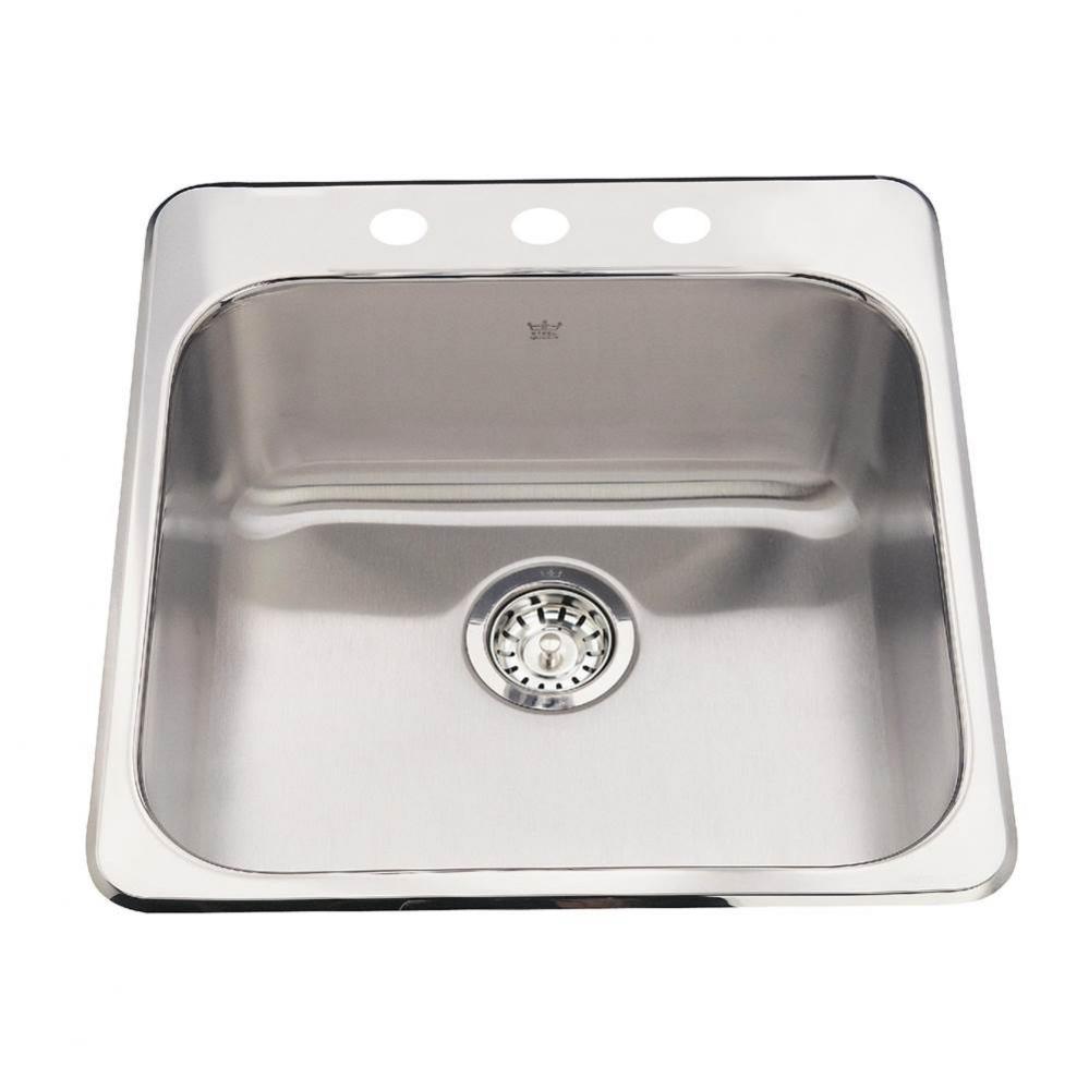 Steel Queen 20-in LR x 20.5-in FB Drop In Single Bowl 3-Hole Stainless Steel Kitchen Sink