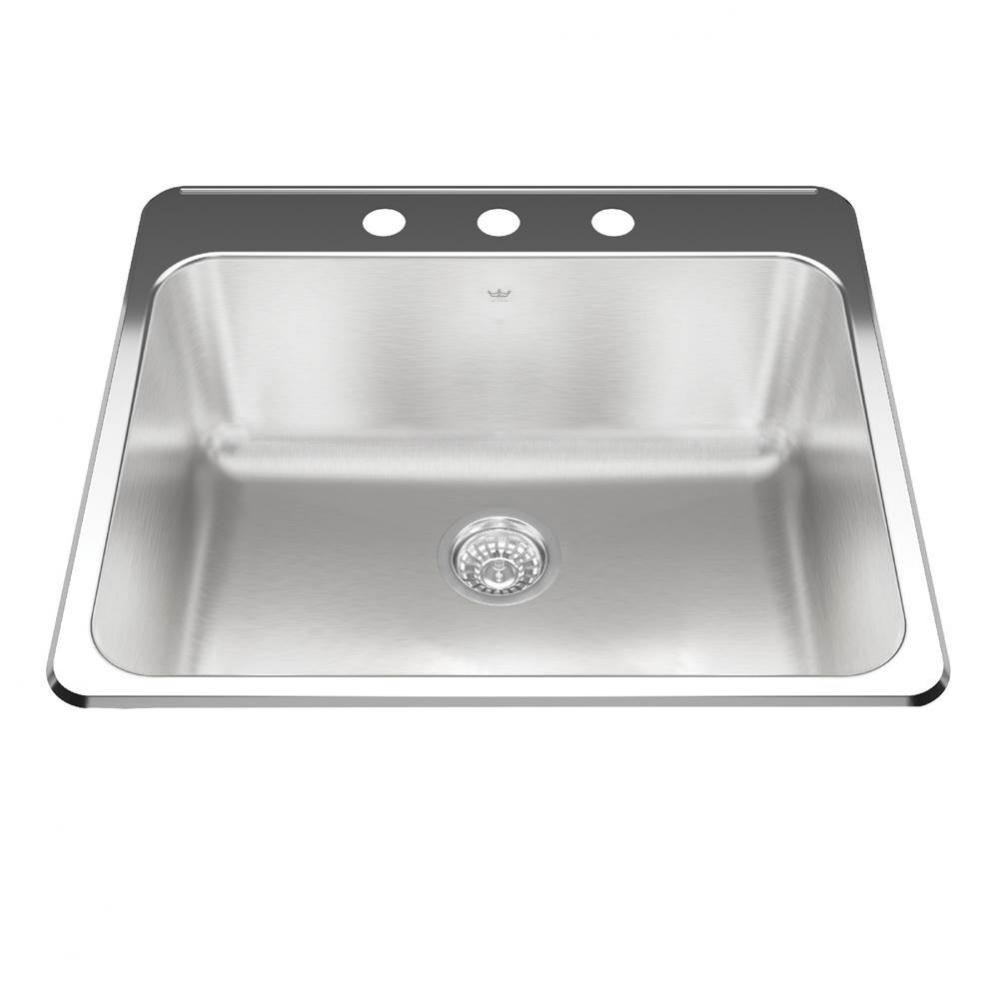 Kindred Utility Collection 25.25-in LR x 22-in FB Drop In Single Bowl 3-Hole Stainless Steel Laund