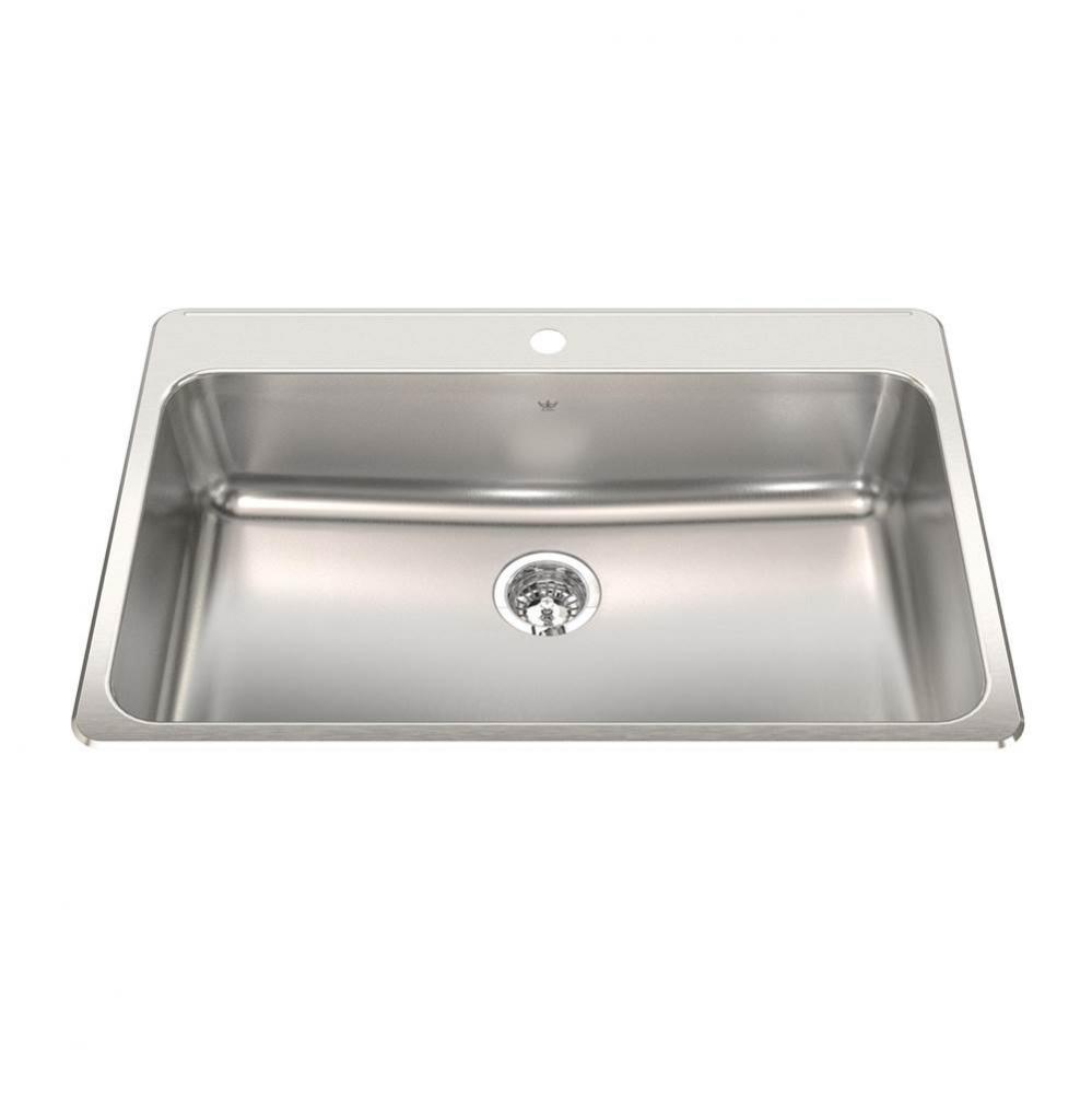 Steel Queen 33.38-in LR x 22-in FB Drop In Single Bowl 1-Hole Stainless Steel Kitchen Sink