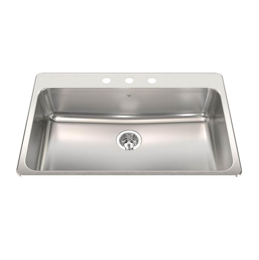 Steel Queen 33.38-in LR x 22-in FB Drop In Single Bowl 3-Hole Stainless Steel Kitchen Sink